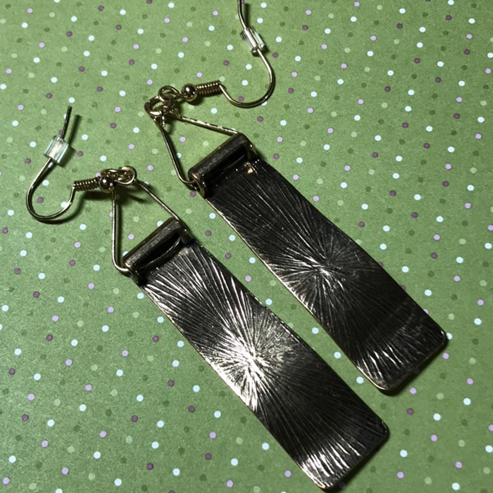 Rectangular Earrings In Silver Tone - image 4